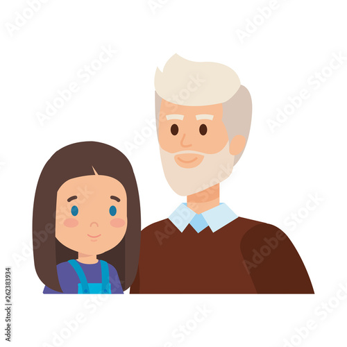 cute grandfather with grandaughter