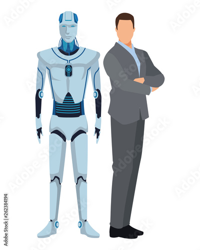 humanoid robot and businessman