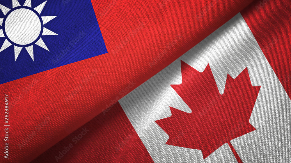 Taiwan and Canada two flags textile cloth, fabric texture Taiwan and Canada two flags textile cloth, fabric texture