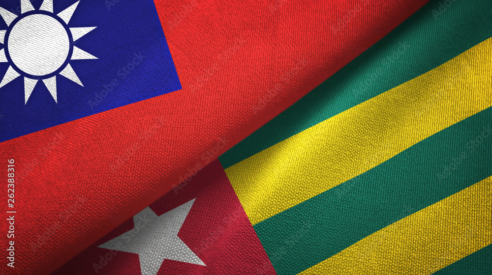 Fototapeta premium Taiwan and Togo two flags textile cloth, fabric texture