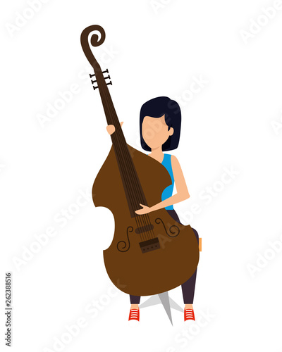 woman playing cello character