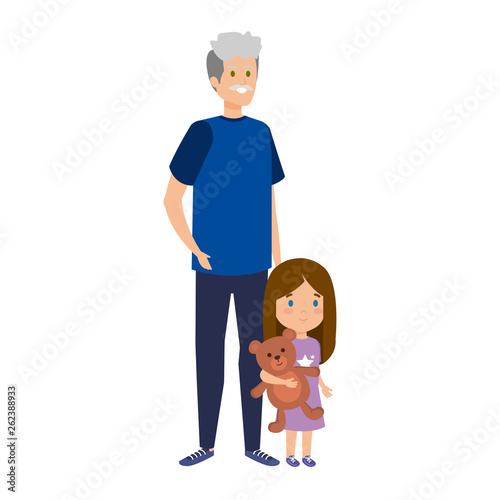 cute grandfather with grandaughter
