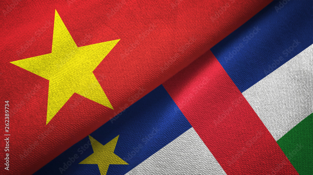 Vietnam and Central African Republic two flags textile fabric texture Vietnam and Central African Republic two flags textile fabric texture