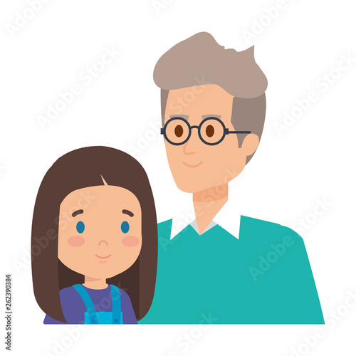 cute grandfather with grandaughter