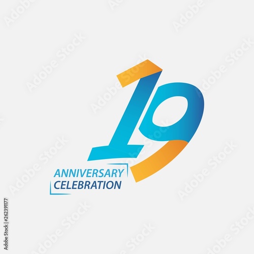 19 Year Anniversary Celebration Vector Template Design Illustration