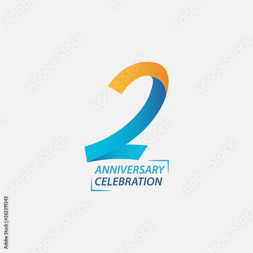 2 Year Anniversary Celebration Vector Template Design Illustration