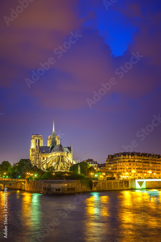 Notre Dame de Paris at night, France