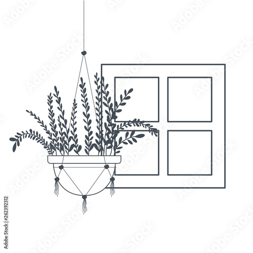 houseplant on macrame hangers icon