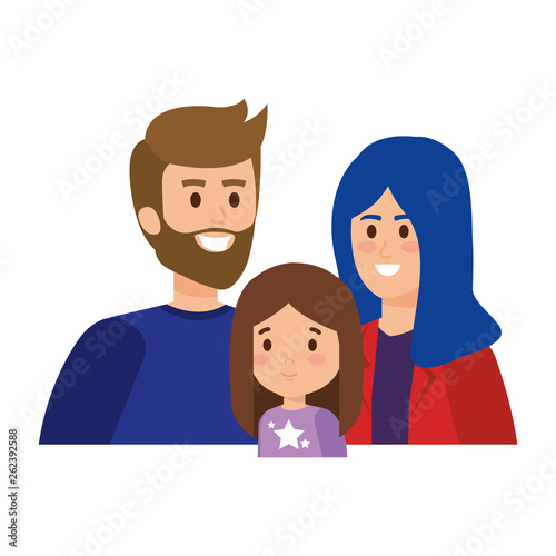 parents couple with daughter characters