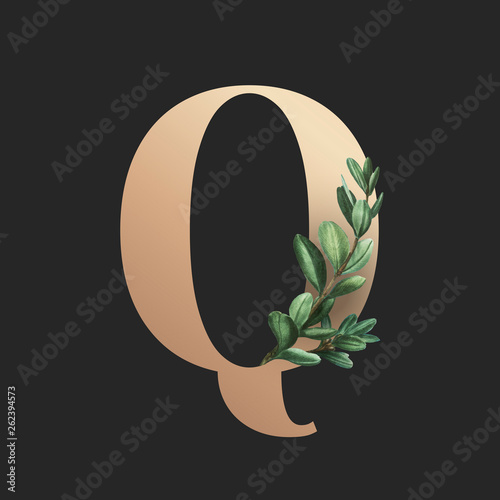 Botanical font letter Q