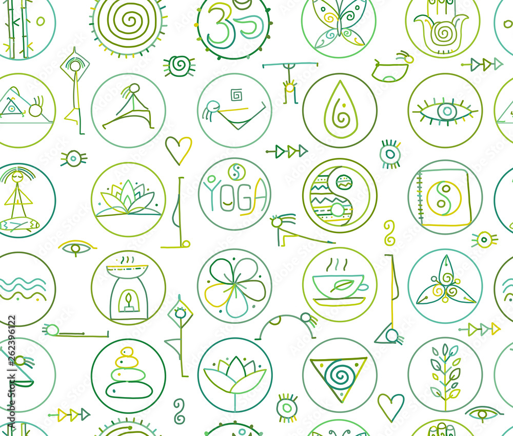 Yoga concept, seamless pattern for your design Yoga concept, seamless pattern for your design