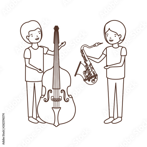 men with musical instruments character
