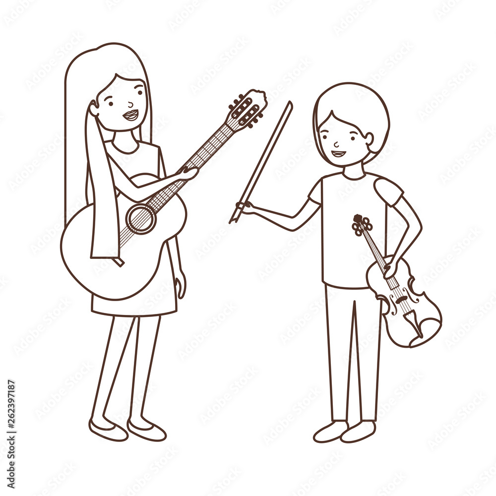 couple with musical instruments avatar character couple with musical instruments avatar character