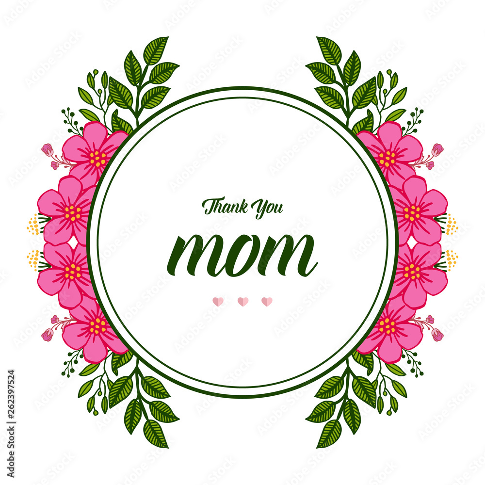 Vector illustration happy mothers day with crowd pink flower frame