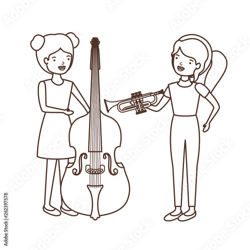 women with musical instruments character