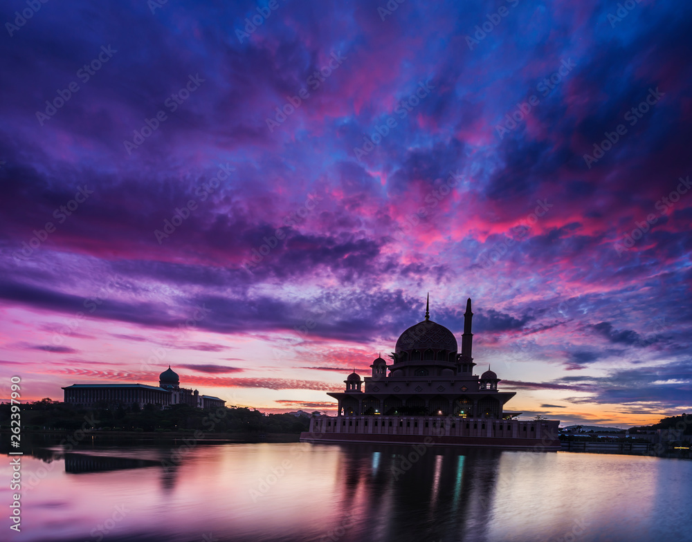 Sunrise scenery at Putrajaya mosque 