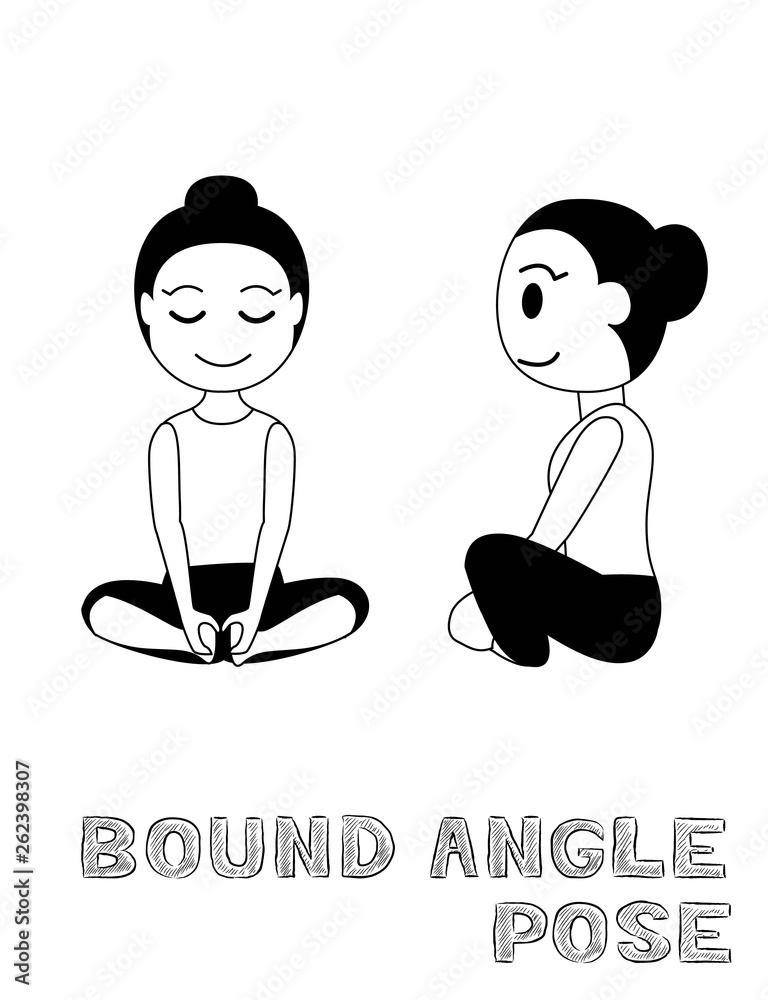 Yoga Bound Angle Pose Cartoon Vector Illustration Monochrome Yoga Bound Angle Pose Cartoon Vector Illustration Monochrome