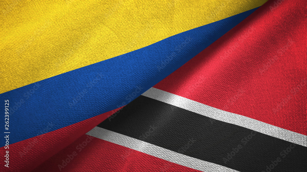 Colombia and Trinidad and Tobago two flags textile cloth, fabric texture Colombia and Trinidad and Tobago two flags textile cloth, fabric texture