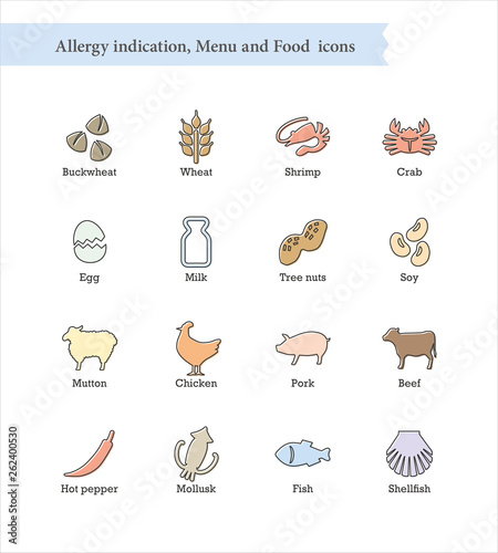 allergens food icons for restaurant menu