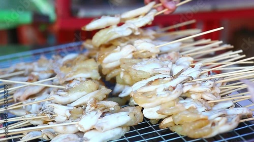 Street thai food, Grilled squid photo