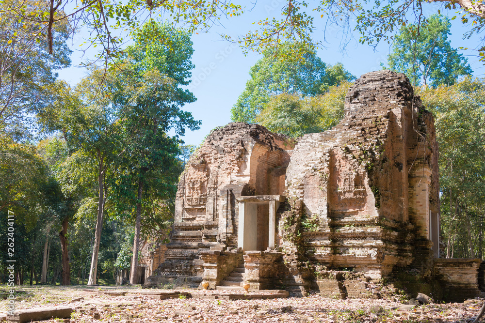 Kampong Thom, Cambodia - Dec 19 2017: Sambor Prei Kuk in Kampong Thom, Cambodia. It is part of the Temple Zone of Sambor Prei Kuk World Heritage Site.