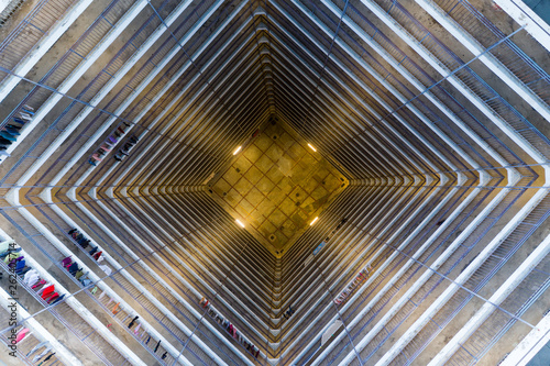 Top down city of Hong Kong apartment building