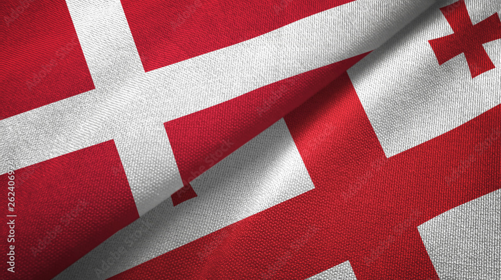 Denmark and Georgia two flags textile cloth, fabric texture Denmark and Georgia two flags textile cloth, fabric texture
