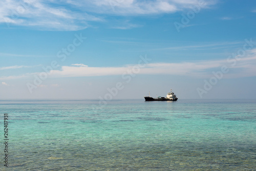 Cargo ship in the blue tropical ocean © MAX1E
