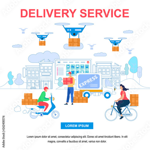 Delivery Service Square Banner with Copy Space.