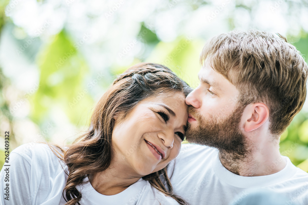 Happy Smiling Couple diversity in love moment together Happy Smiling Couple diversity in love moment together