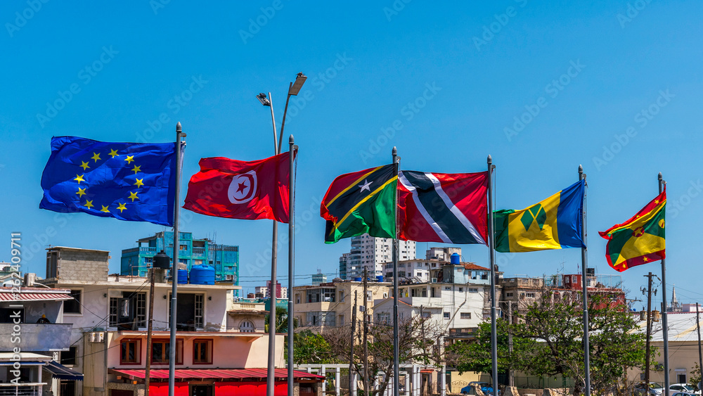 Havana Cuba. Various Flags Of Different States. Havana Cuba. Various Flags Of Different States.