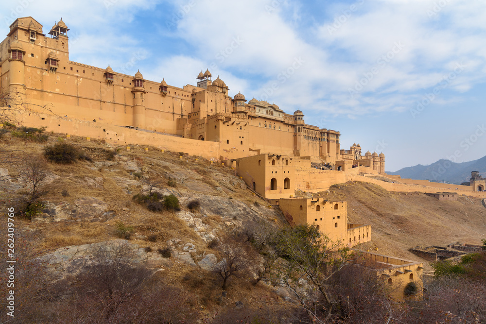 Amber fort and palace in Maotha Lake. Rajasthan. India