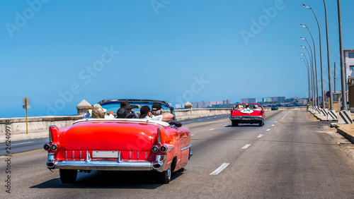 Havana Cuba. Old American cars runing along the malecon in la Habana. © Daniel Avram