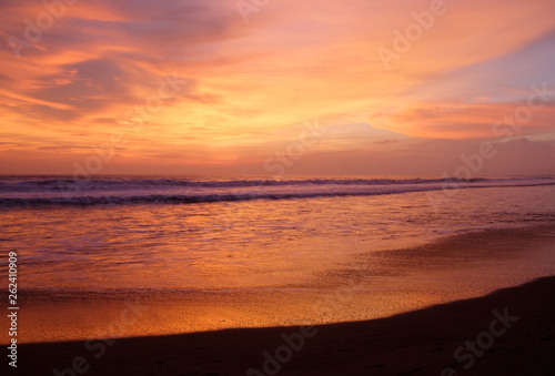 A beautiful sunset at one of the beaches of Canggu  Bali  Indonesia