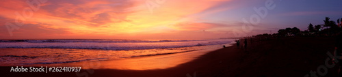 A panorama of the beautiful sunset at one of the beaches of Canggu  Bali  Indonesia