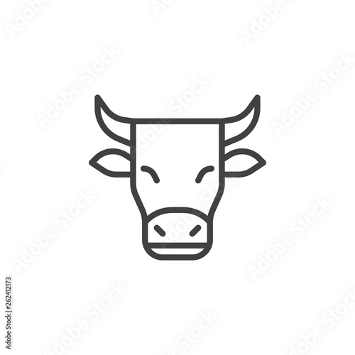 Horned cow line icon. linear style sign for mobile concept and web design. Cow outline vector icon. Dairy product symbol, logo illustration. Pixel perfect vector graphics