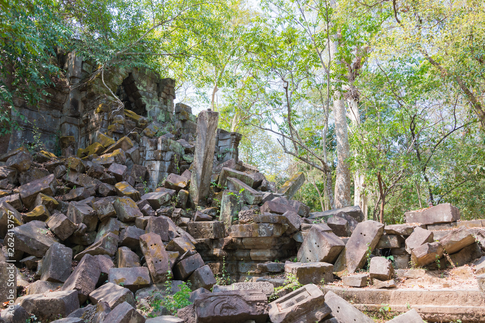 Siem Reap, Cambodia - Mar 07 2018: Beng Mealea in Siem Reap, Cambodia. It is part of Angkor World Heritage Site. Siem Reap, Cambodia - Mar 07 2018: Beng Mealea in Siem Reap, Cambodia. It is part of Angkor World Heritage Site.