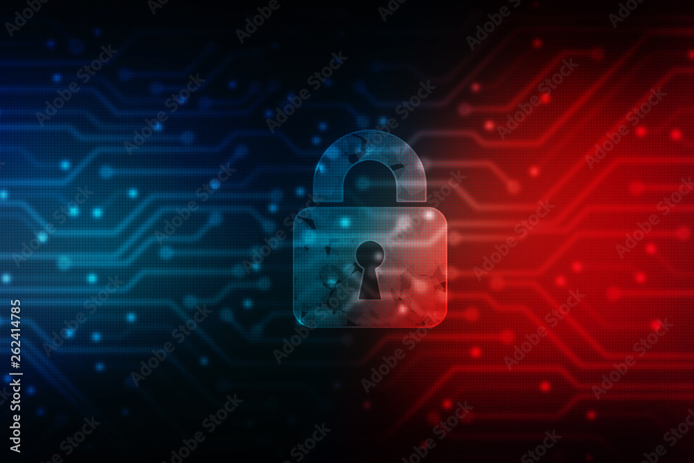 Obraz premium 2d illustration Safety concept: Closed Padlock on digital background