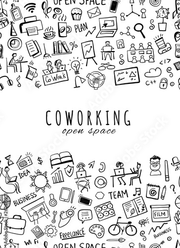 Coworking space, seamless pattern for your design