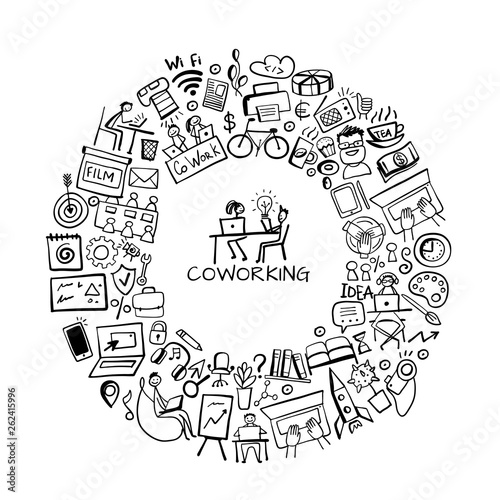 Coworking space, concept background for your design