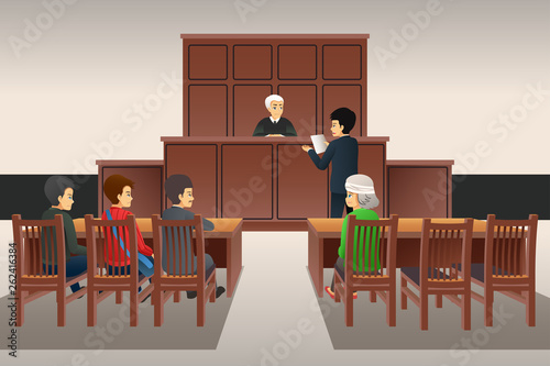 Courtroom Scene Illustration