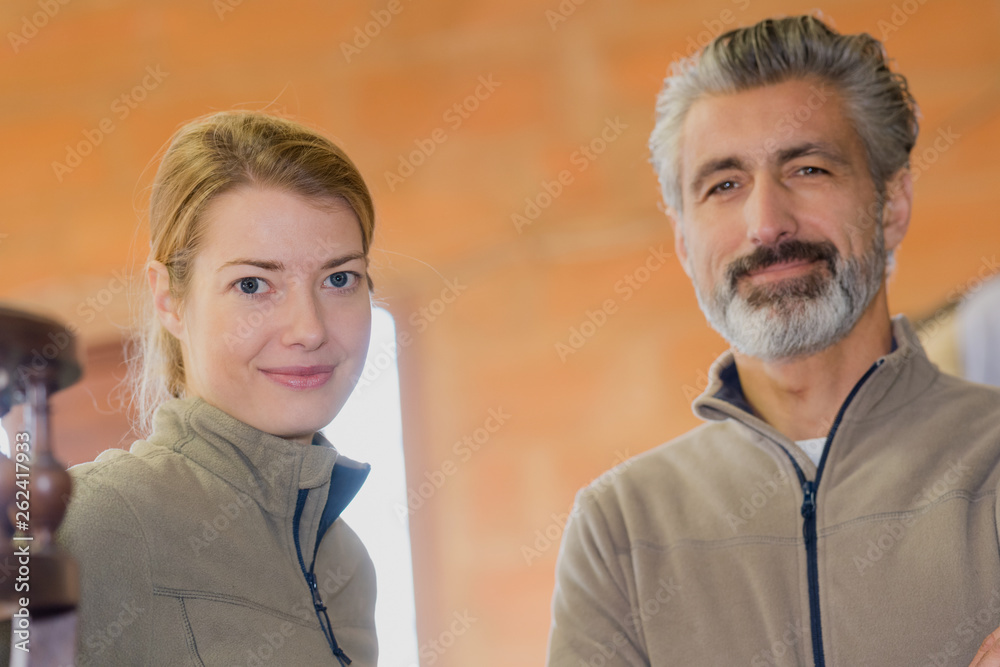 portrait of positive man and woman portrait of positive man and woman