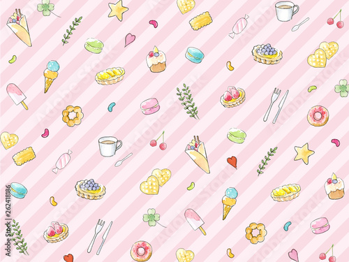 手描き水彩イラストの壁紙 スイーツ ピンクストライプ Stock Vector Adobe Stock 手描き水彩イラストの壁紙 スイーツ ピンクストライプ Stock Vector Adobe Stock