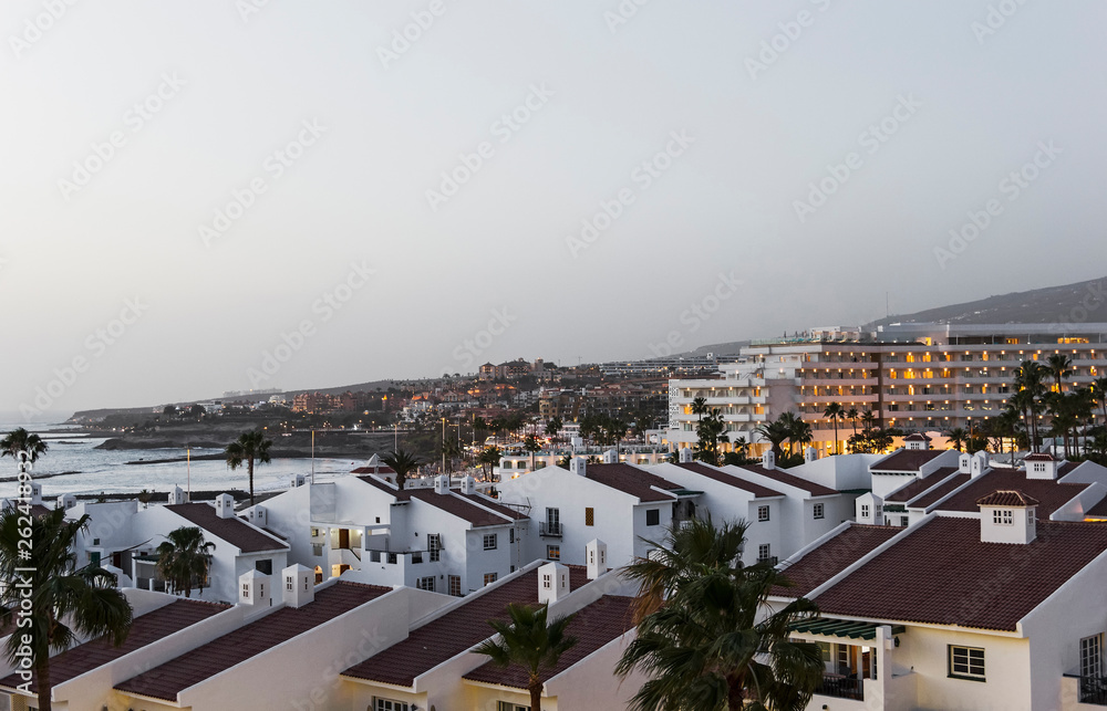 View from Costa Adeje, Tenerife at sunset