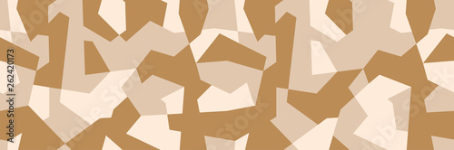 Classic geometric brown camouflage, military texture, seamless camo pattern. Desert color . Vector