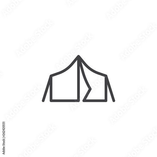 Tourist tent line icon. Shelter linear style sign for mobile concept and web design. Camping tent outline vector icon. Outdoor weekend symbol, logo illustration. Pixel perfect vector graphics