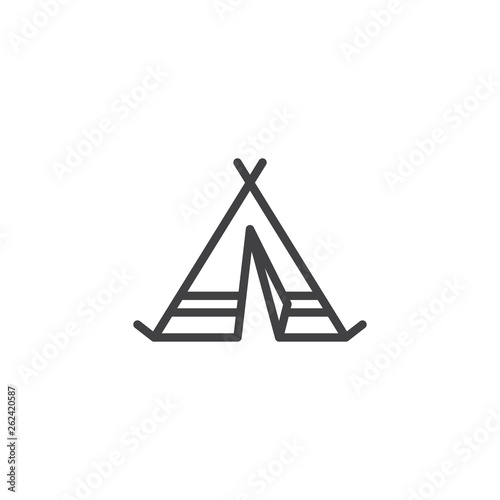 Shelter, wigwam home line icon. linear style sign for mobile concept and web design. Camping tent outline vector icon. Outdoor, weekend symbol, logo illustration. Pixel perfect vector graphics