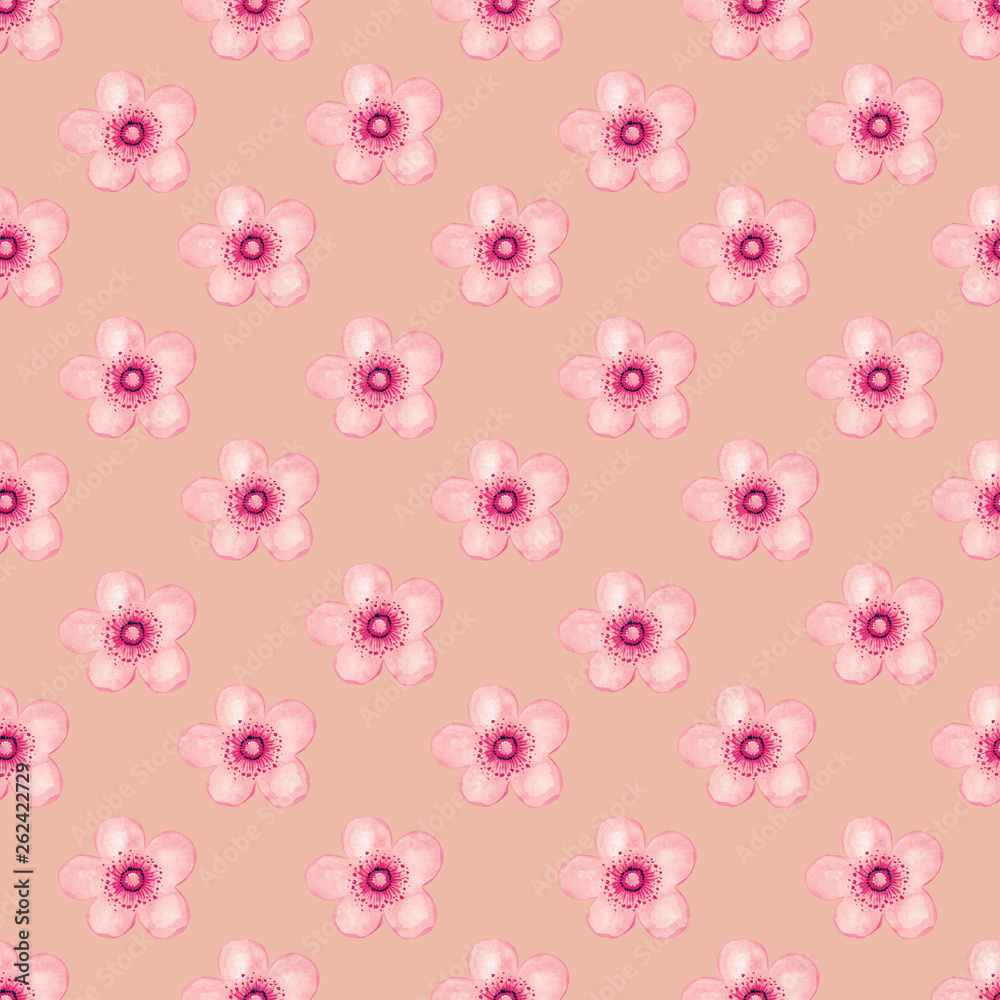 Watercolor illustration pattern seamless of red pink flowering rose Floral set on white background Watercolor illustration pattern seamless of red pink flowering rose Floral set on white background
