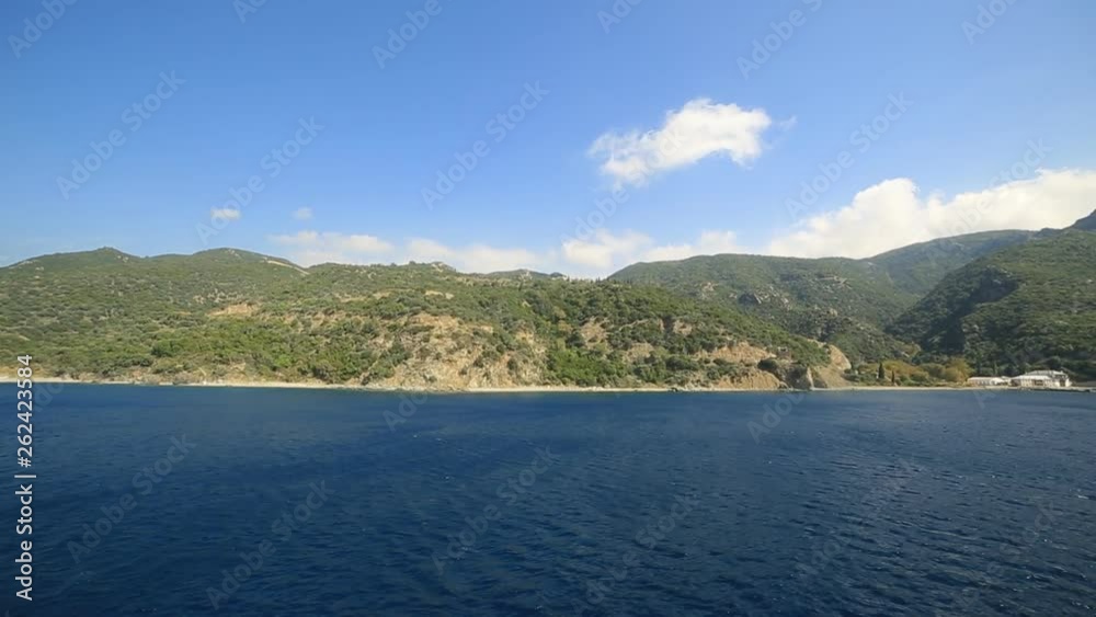 travel to the Mediterranean sea by ferry, mountain view travel to the Mediterranean sea by ferry, mountain view