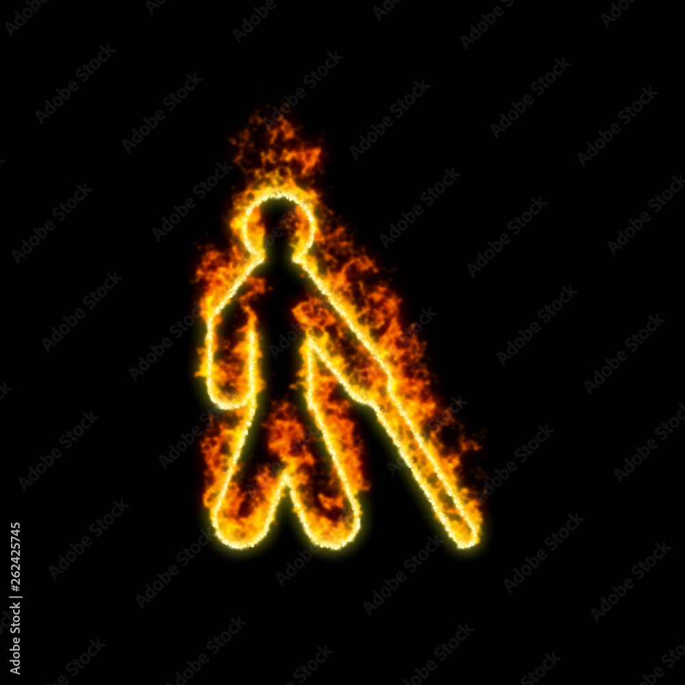The symbol blind burns in red fire The symbol blind burns in red fire